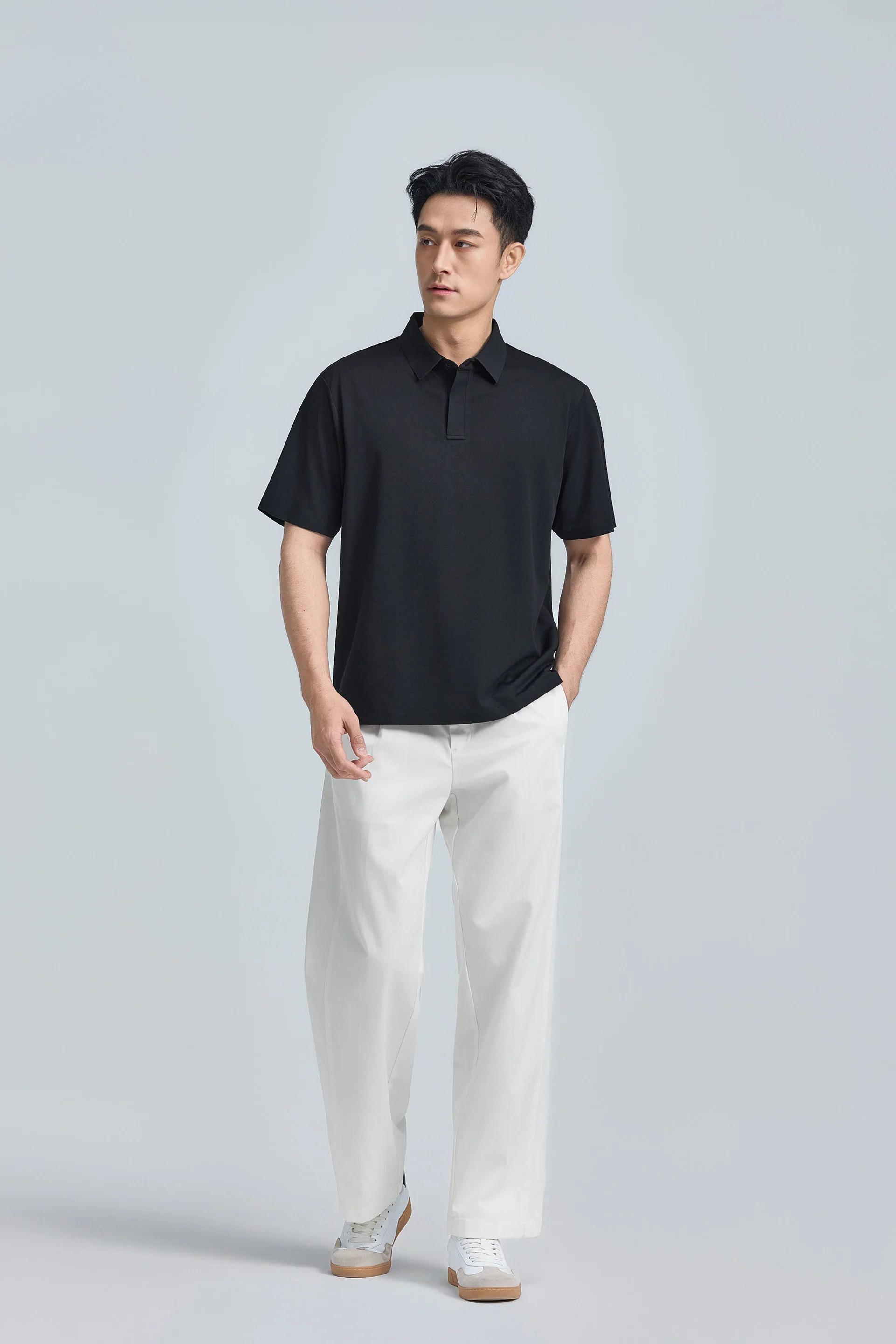 VISDRY™ Concealed Placket Sharp Pique Polo | Black BKFD01 - Image 5
