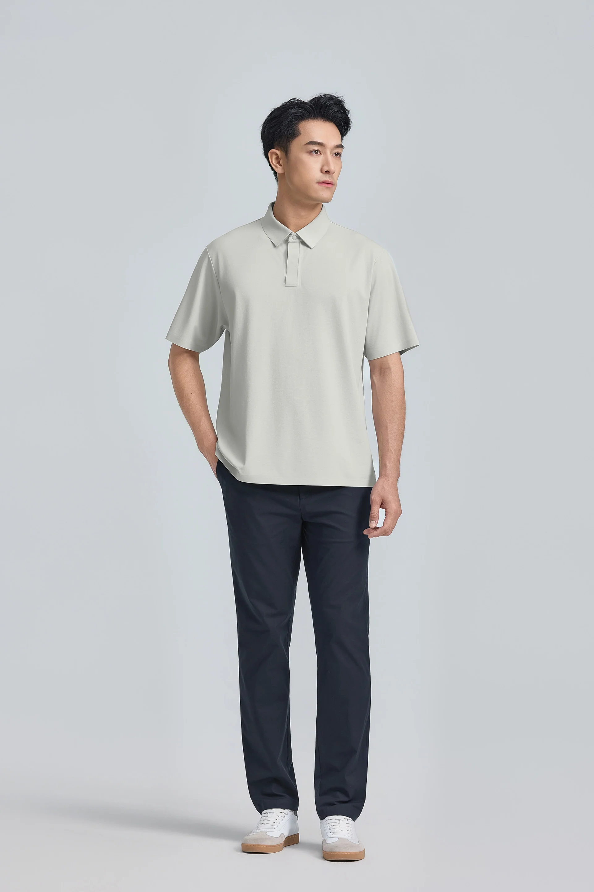 VISDRY™ Concealed Placket Sharp Pique Polo | Grey GYE128 - Image 5