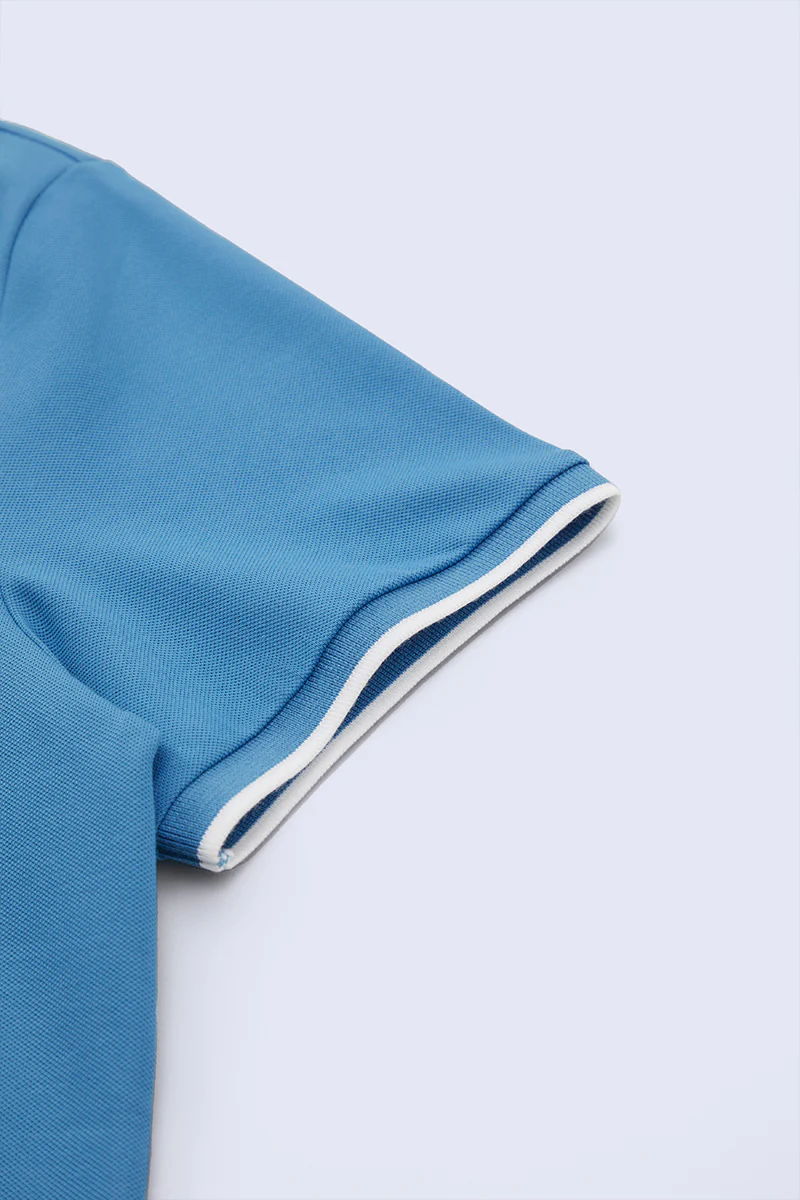 VISDRY™ Contrast Rib Crew Neck T-Shirt | Blue T7468U - Image 6