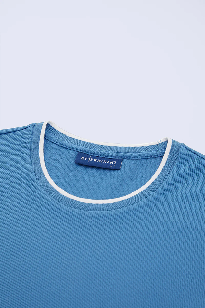 VISDRY™ Contrast Rib Crew Neck T-Shirt | Blue T7468U - Image 7