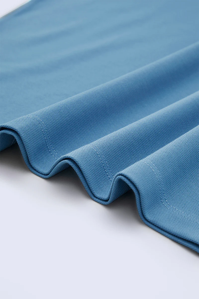 VISDRY™ Contrast Rib Crew Neck T-Shirt | Blue T7468U - Image 8