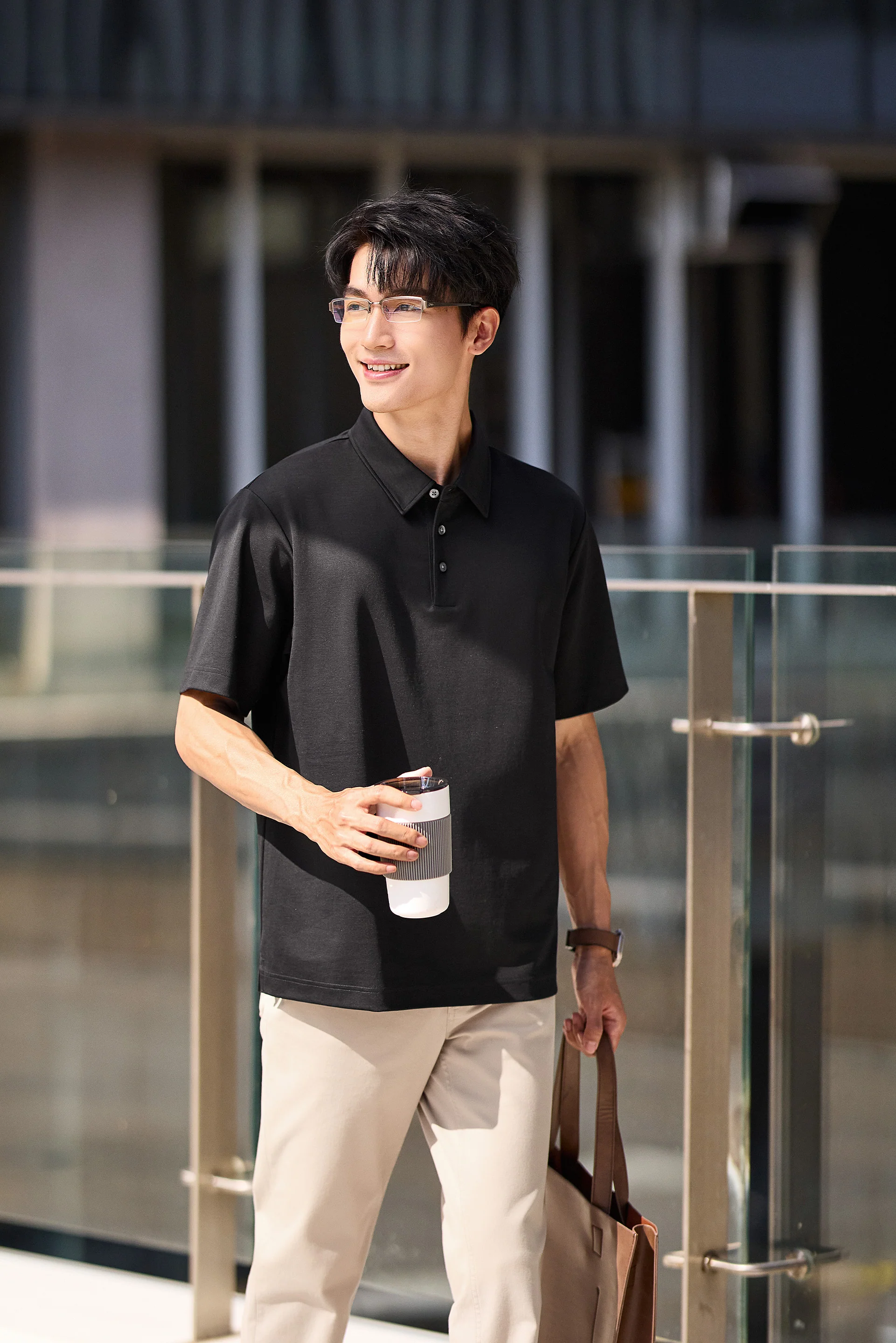 VISDRYâ„¢ Double-Face Knit Polo | Black BKFD01 - Image 3