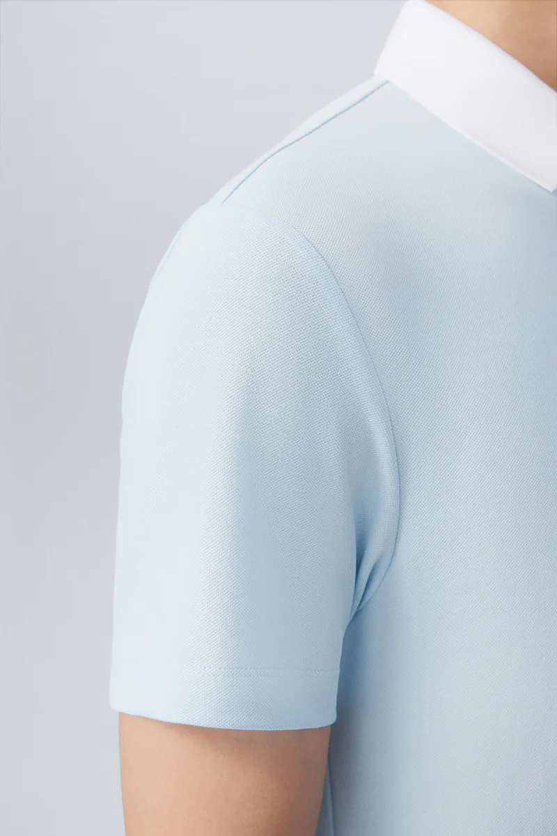 VISDRY™ Pique Contrast Collar Polo | Light Blue BLE237 - Image 5