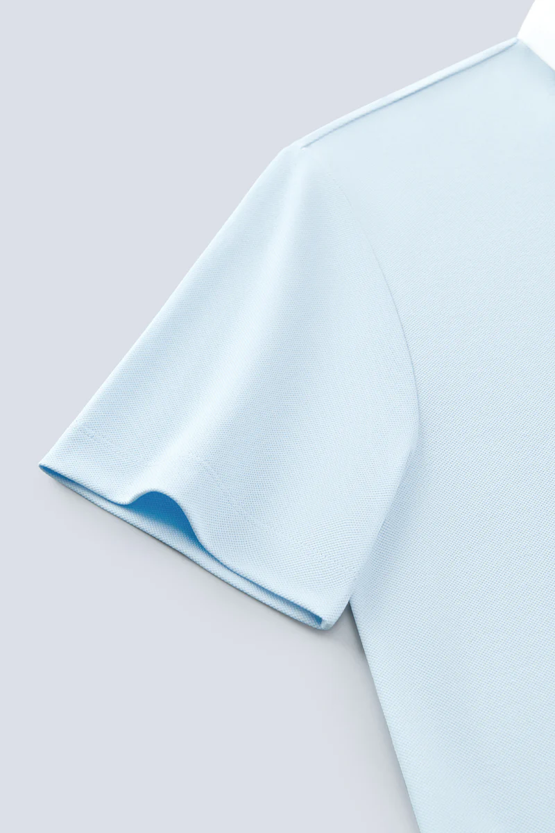 VISDRY™ Pique Contrast Collar Polo | Light Blue BLE237 - Image 7