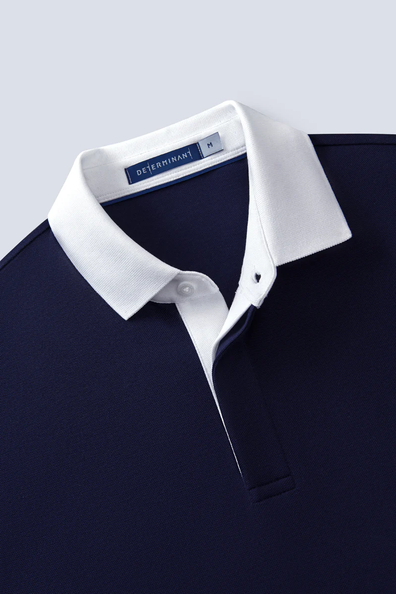 VISDRY™ Pique Contrast Collar Polo | Navy NNY096 - Image 6