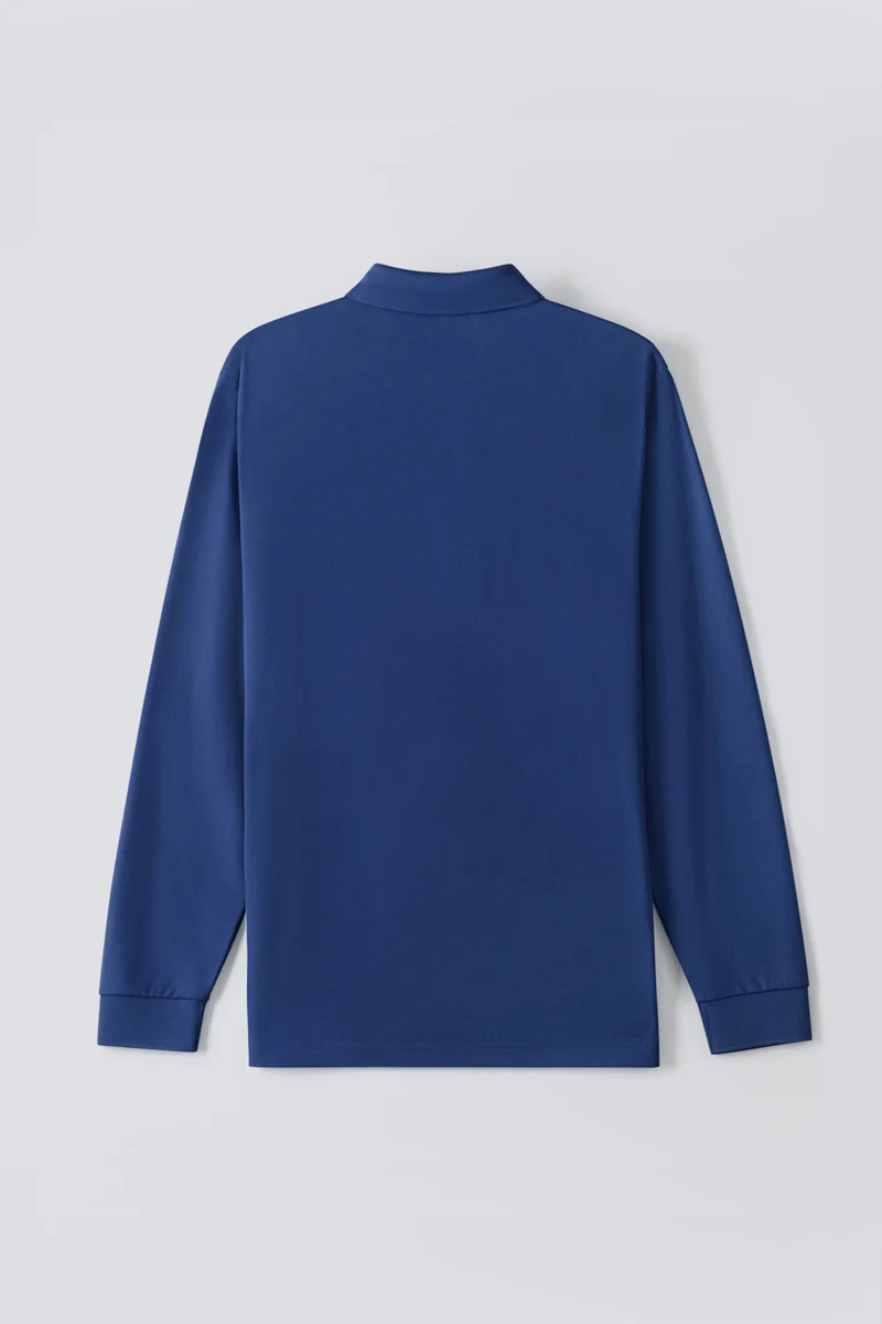 VISDRY™ Pique Long Sleeve Polo | Blue NYE073 - Image 11