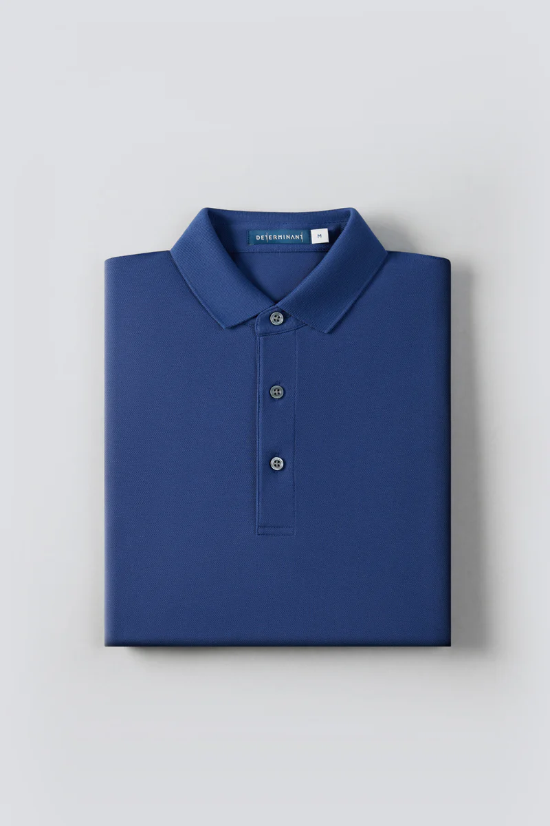 VISDRY™ Pique Long Sleeve Polo | Blue NYE073 - Image 12