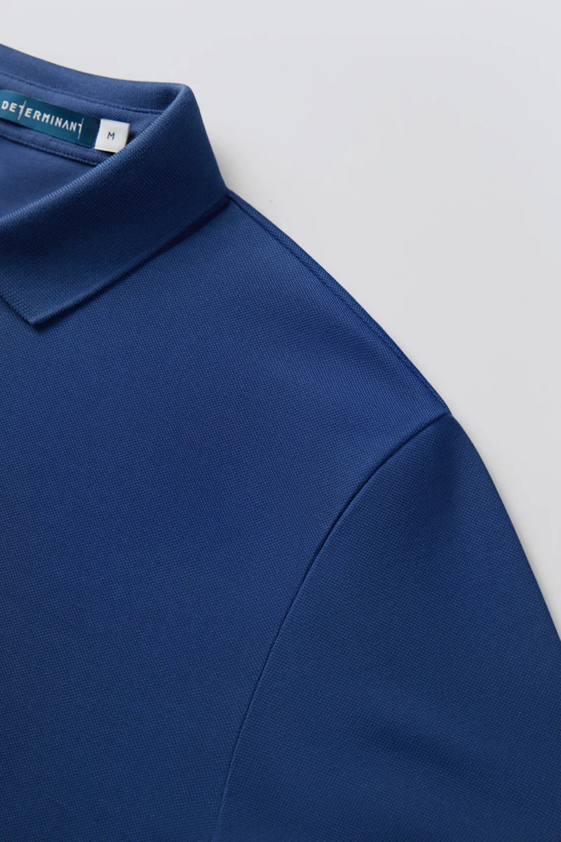 VISDRY™ Pique Long Sleeve Polo | Blue NYE073 - Image 14