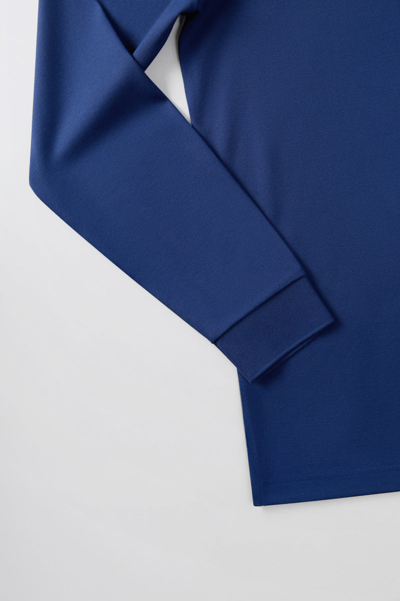 VISDRY™ Pique Long Sleeve Polo | Blue NYE073 - Image 6