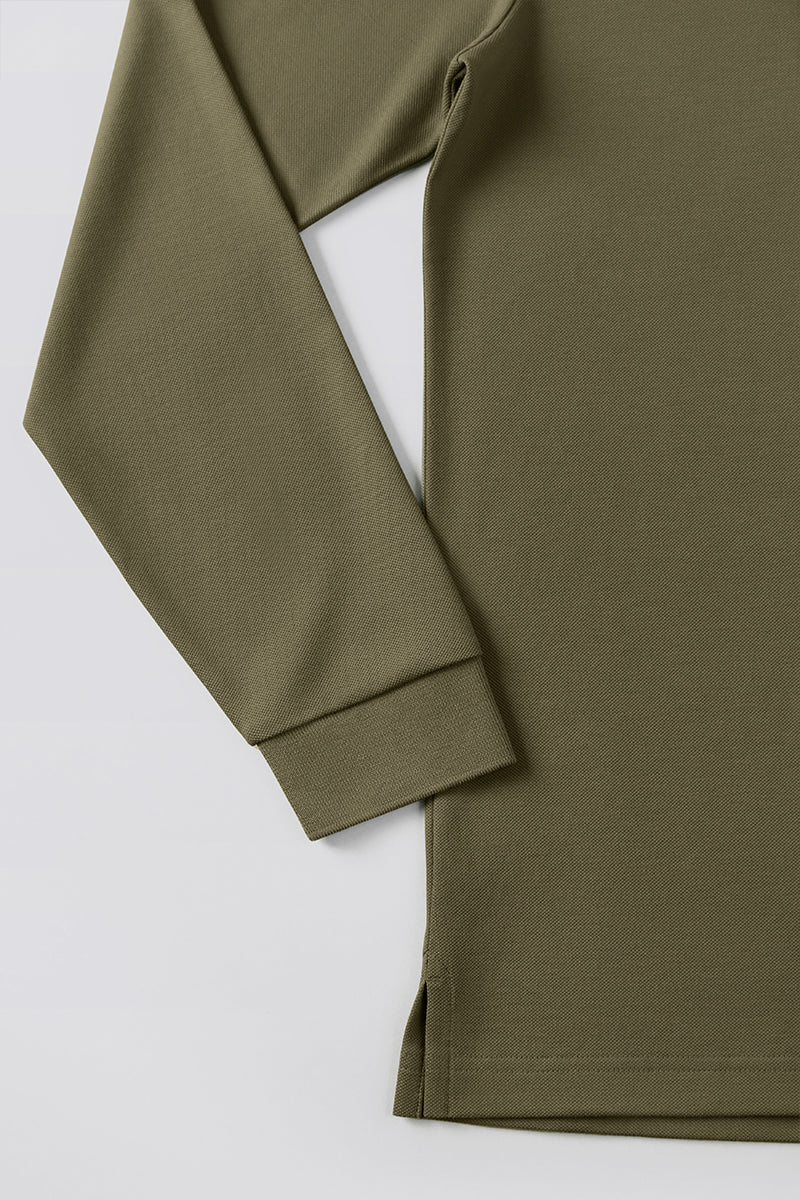 VISDRYâ„¢ Pique Long Sleeve Polo | Olive GNE474 - Image 10