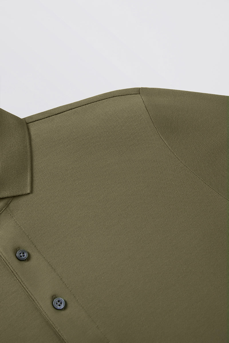 VISDRYâ„¢ Pique Long Sleeve Polo | Olive GNE474 - Image 12