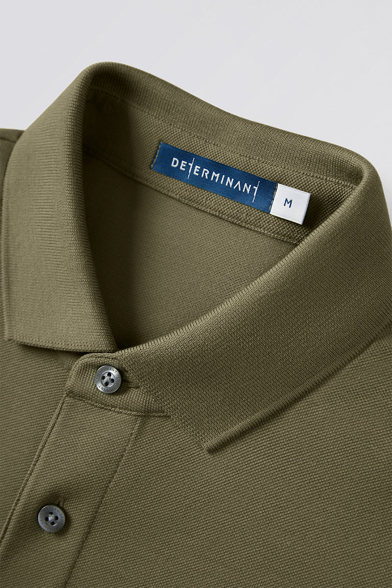VISDRYâ„¢ Pique Long Sleeve Polo | Olive GNE474 - Image 13