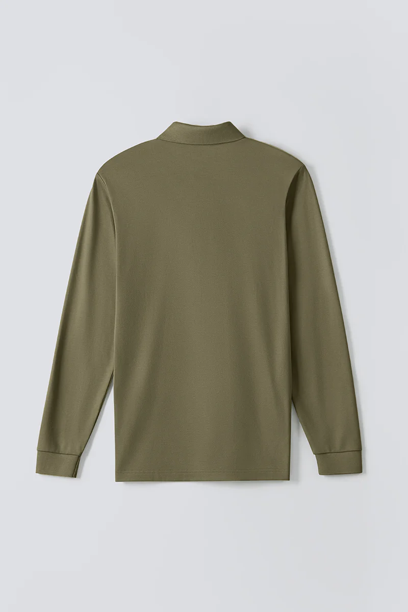 VISDRYâ„¢ Pique Long Sleeve Polo | Olive GNE474 - Image 6