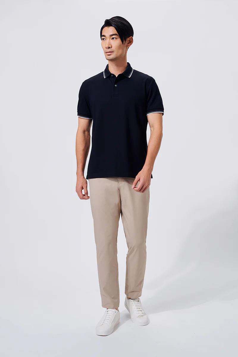 VISDRY™ Pique Tipped Polo | Black BKFD01 - Image 2