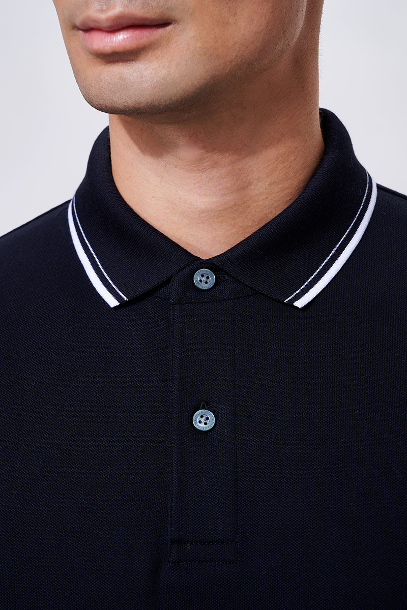 VISDRY™ Pique Tipped Polo | Black BKFD01 - Image 3