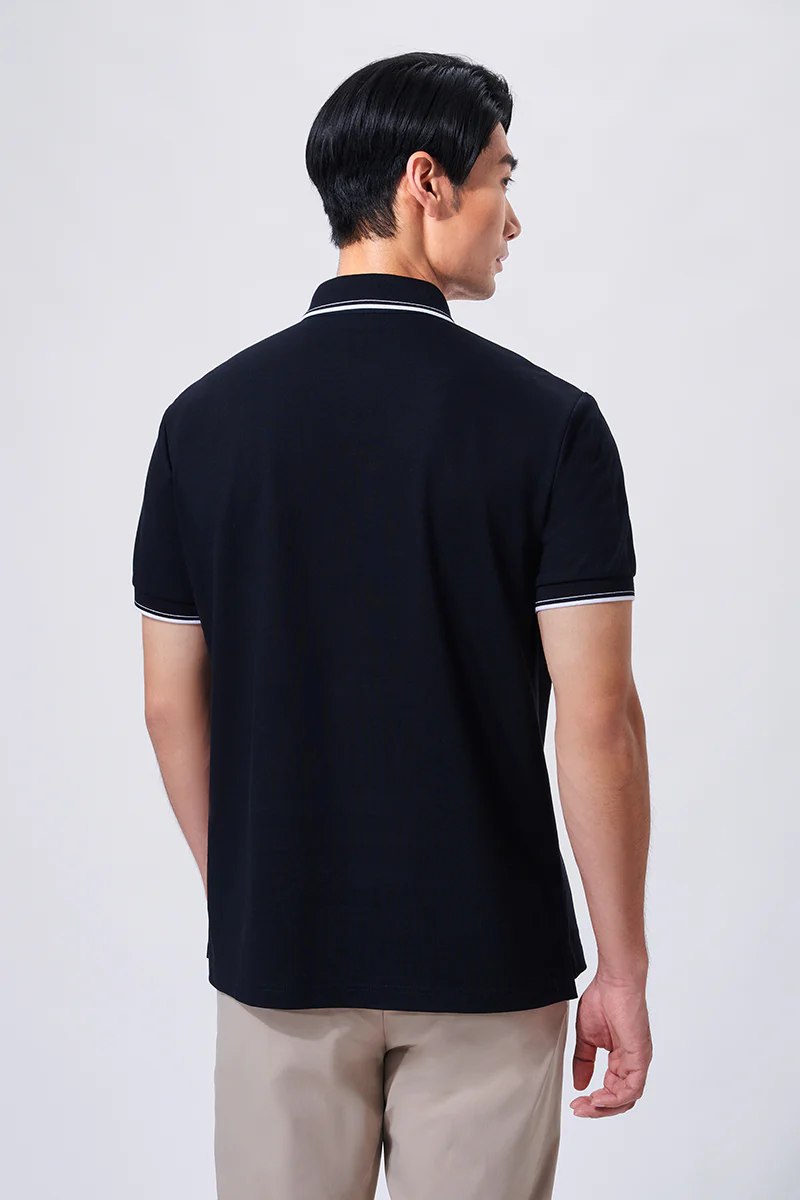 VISDRY™ Pique Tipped Polo | Black BKFD01 - Image 5