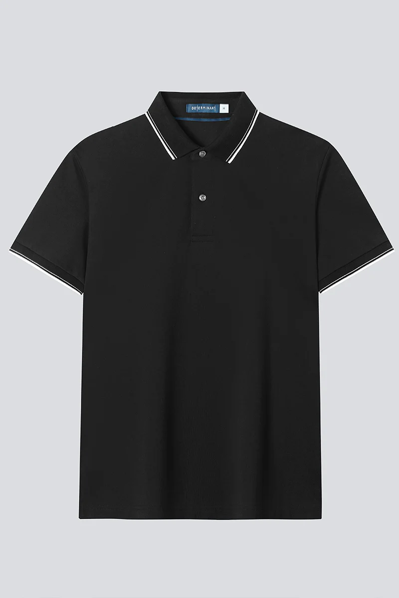 VISDRY™ Pique Tipped Polo | Black BKFD01 - Image 6