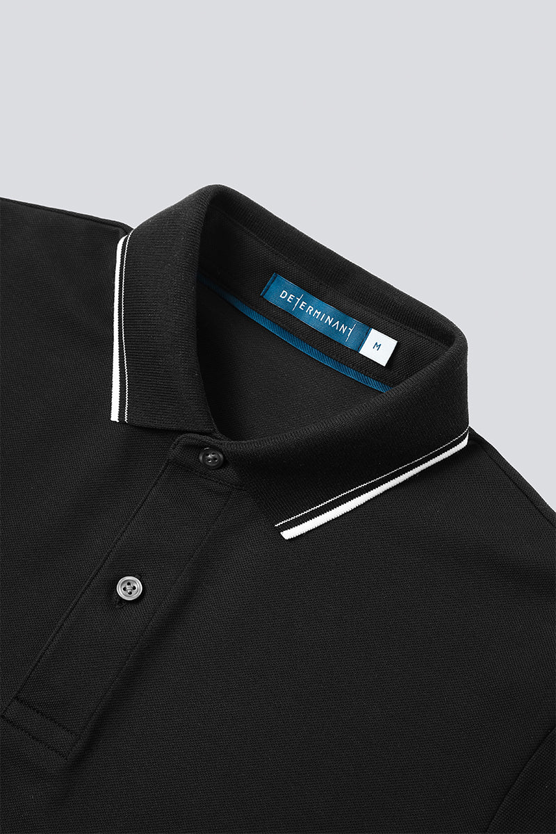 VISDRY™ Pique Tipped Polo | Black BKFD01 - Image 7
