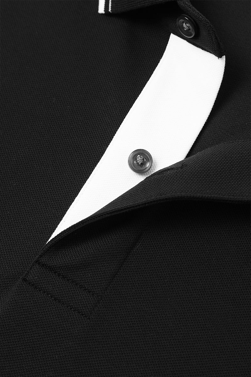 VISDRY™ Pique Tipped Polo | Black BKFD01 - Image 9