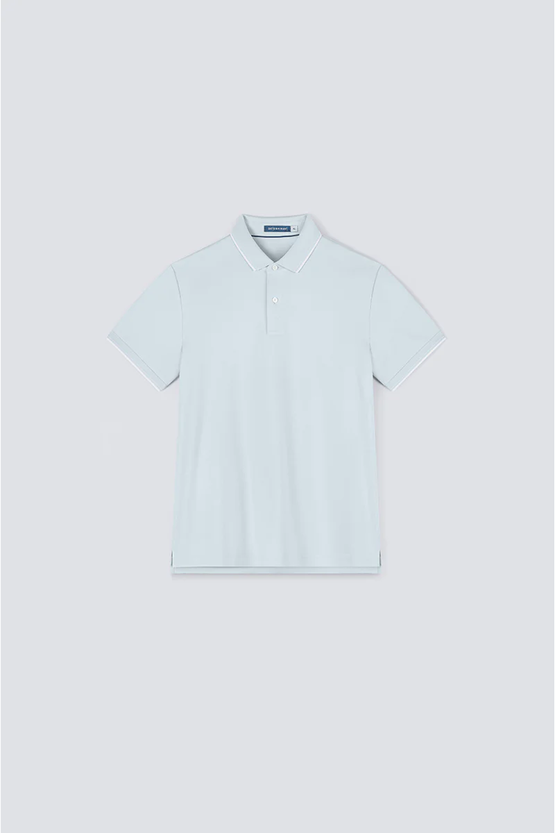 VISDRY™ Pique Tipped Polo | Light Blue BLE237 - Image 3