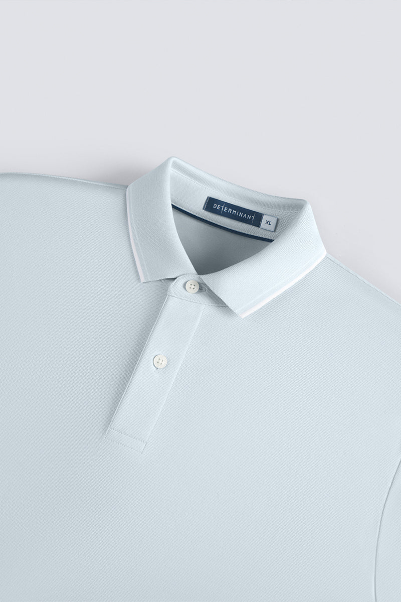 VISDRY™ Pique Tipped Polo | Light Blue BLE237 - Image 4