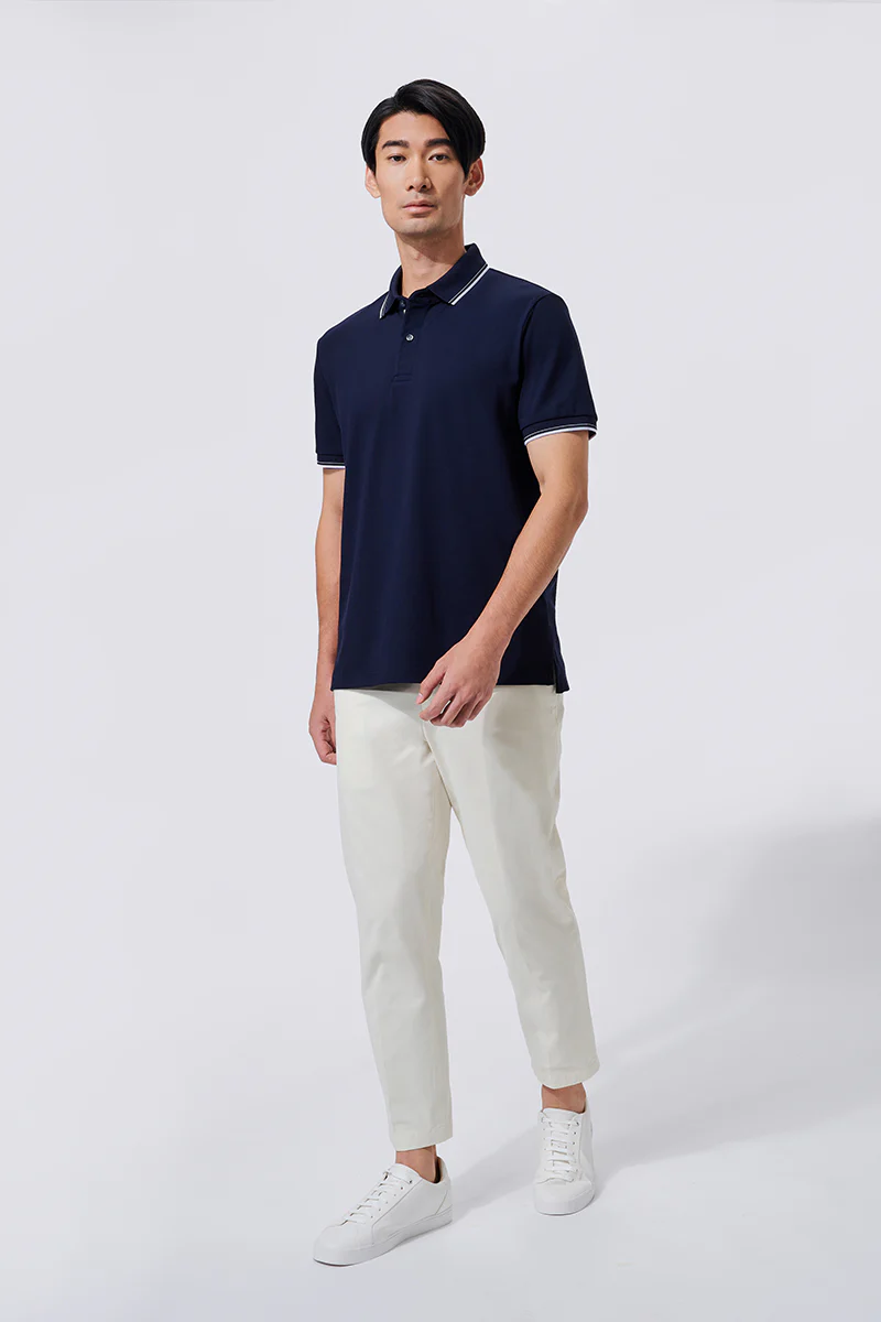 VISDRY™ Pique Tipped Polo | Navy NNY096 - Image 2