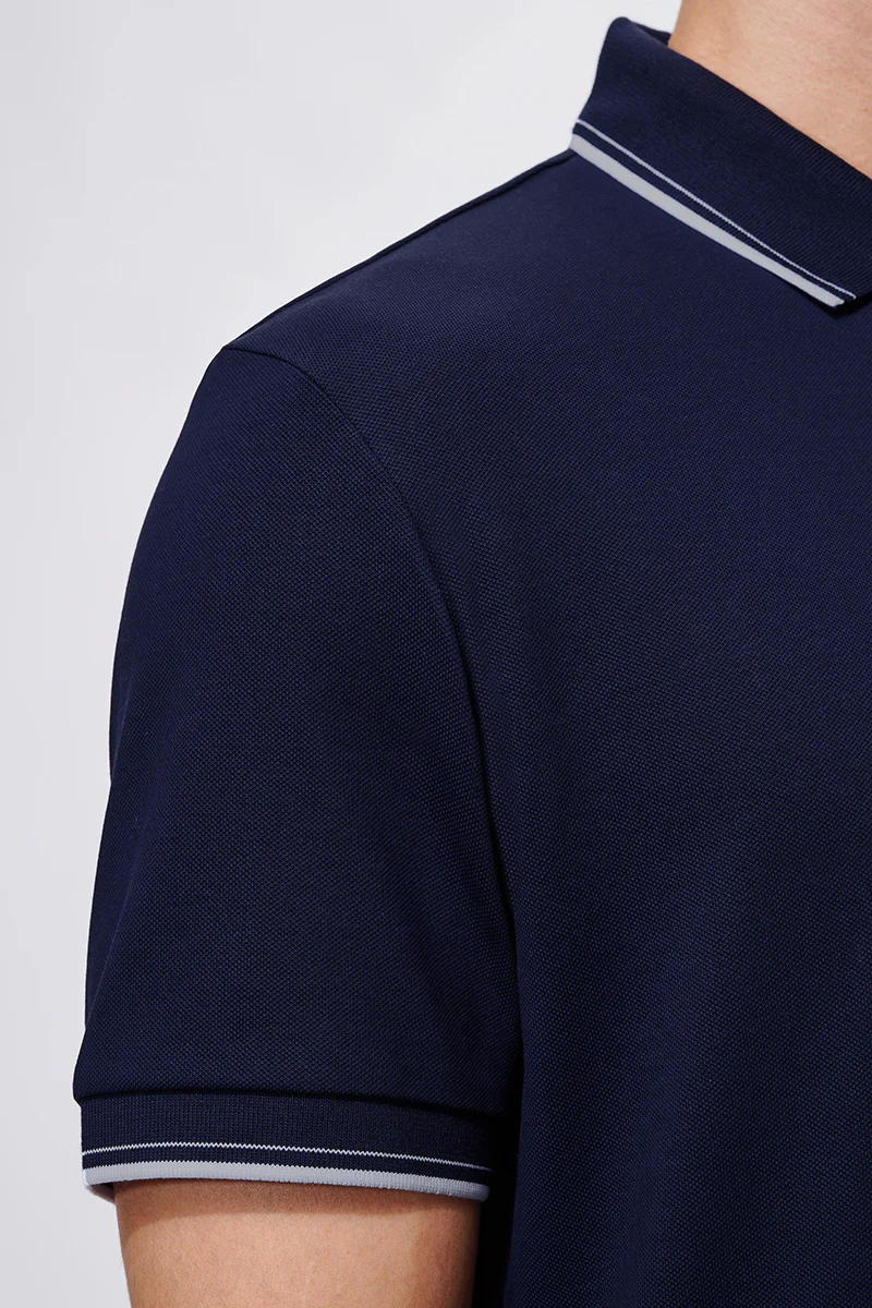 VISDRY™ Pique Tipped Polo | Navy NNY096 - Image 4