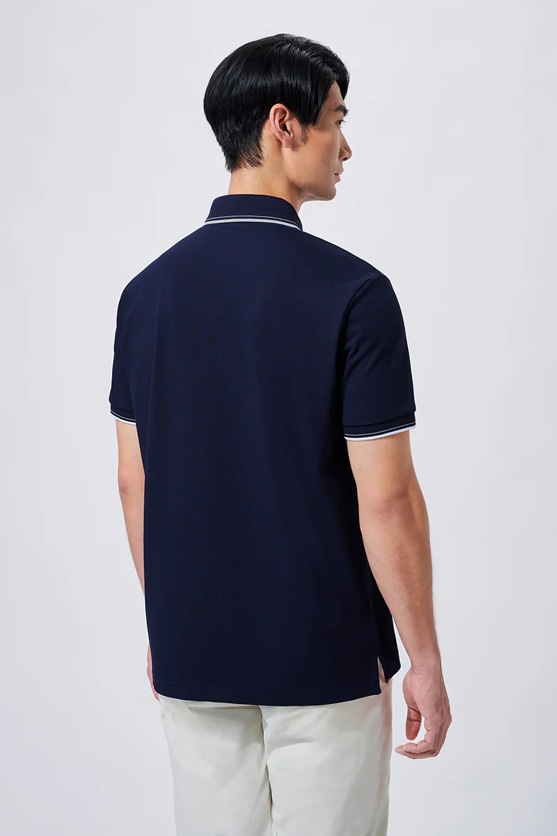 VISDRY™ Pique Tipped Polo | Navy NNY096 - Image 5