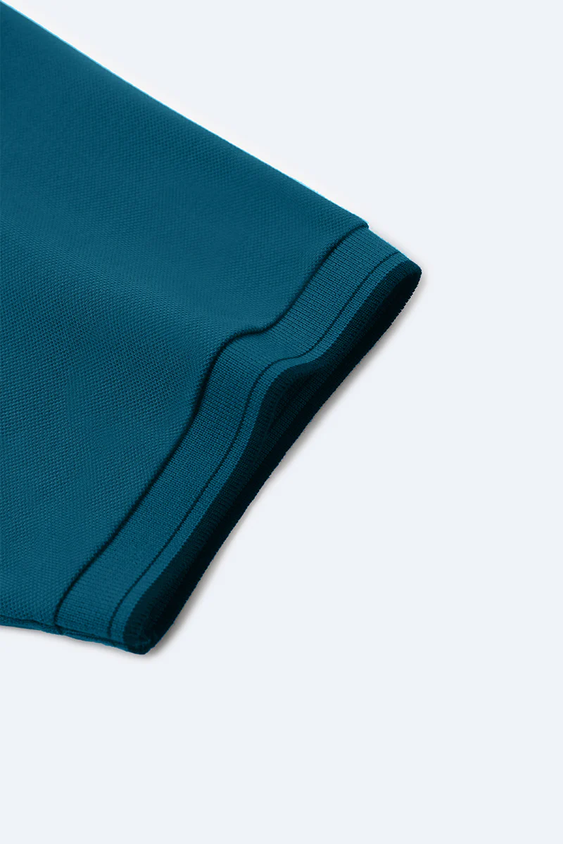 VISDRY™ Pique Tipped Polo | Teal TQE060 - Image 5