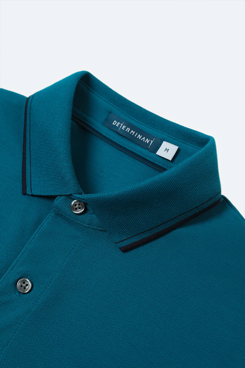 VISDRY™ Pique Tipped Polo | Teal TQE060 - Image 6