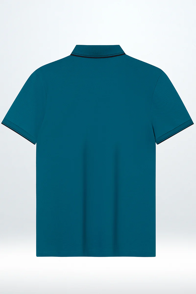VISDRY™ Pique Tipped Polo | Teal TQE060 - Image 9