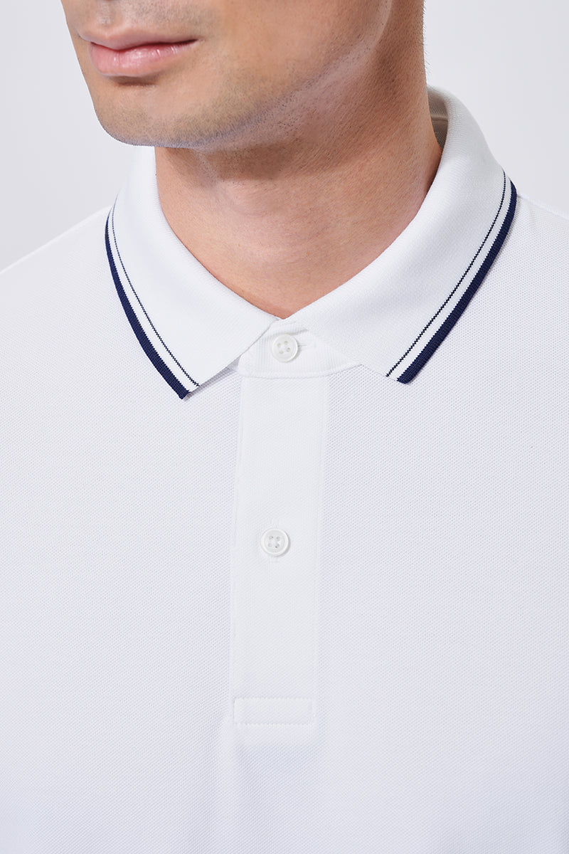 VISDRY™ Pique Tipped Polo | White WH001Z - Image 3
