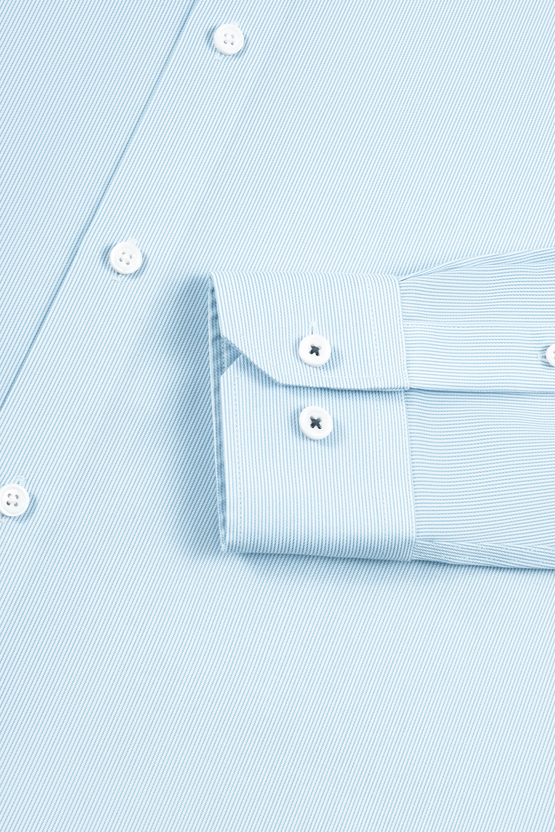 VISDRY™ Twill Dress Shirt | Light Blue Stripes 18151N - Image 5