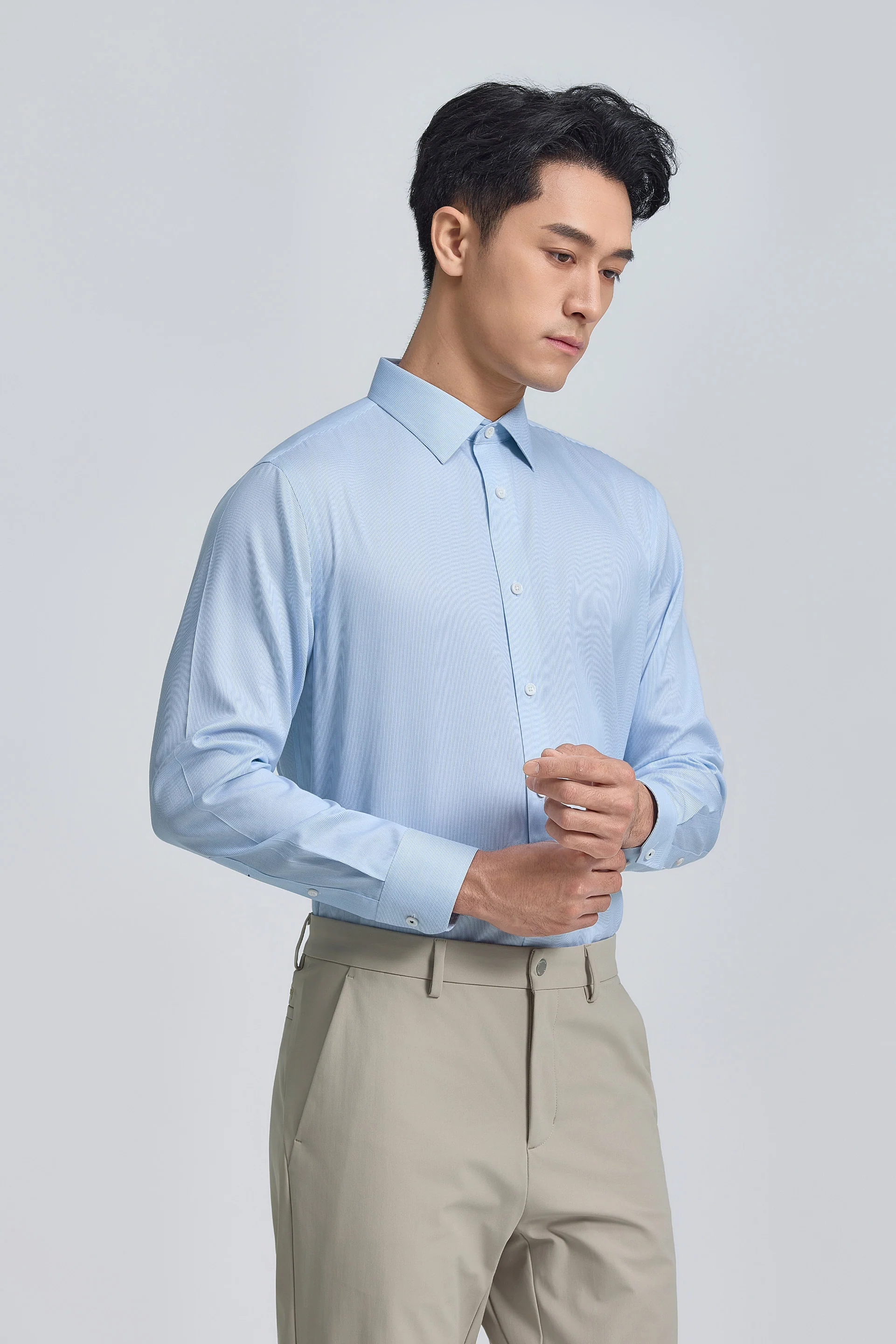 VISDRY™ Twill Dress Shirt | Light Blue Stripes 18151N - Image 8