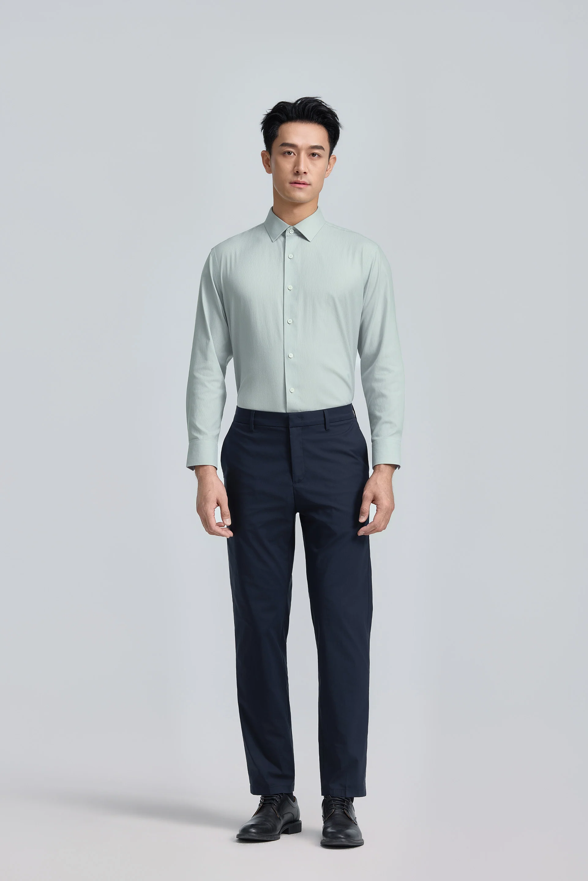 VISDRY™ Twill Dress Shirt | Light Grey Stripes 27229N - Image 4