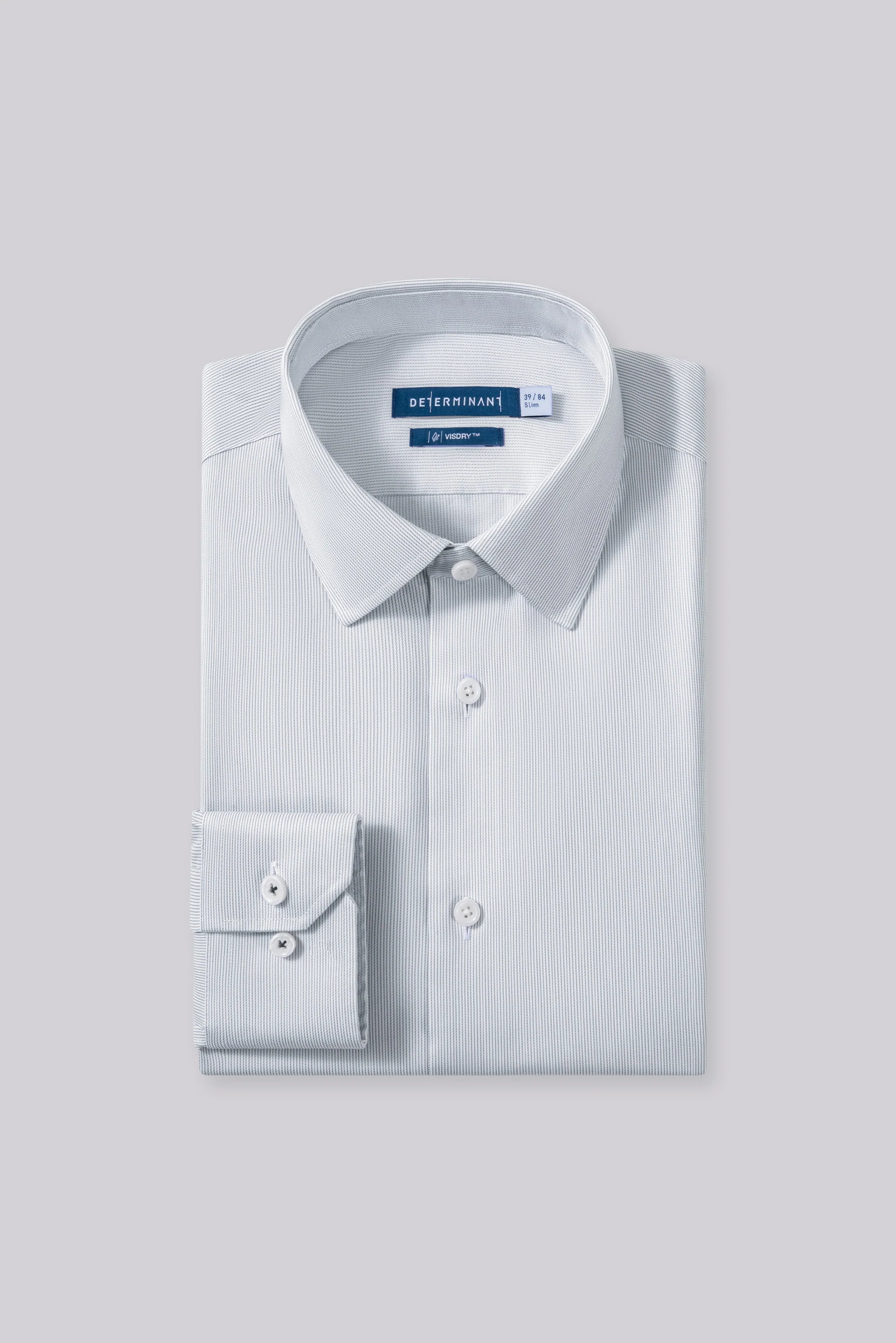 VISDRY™ Twill Dress Shirt | Light Grey Stripes 27229N - Image 6