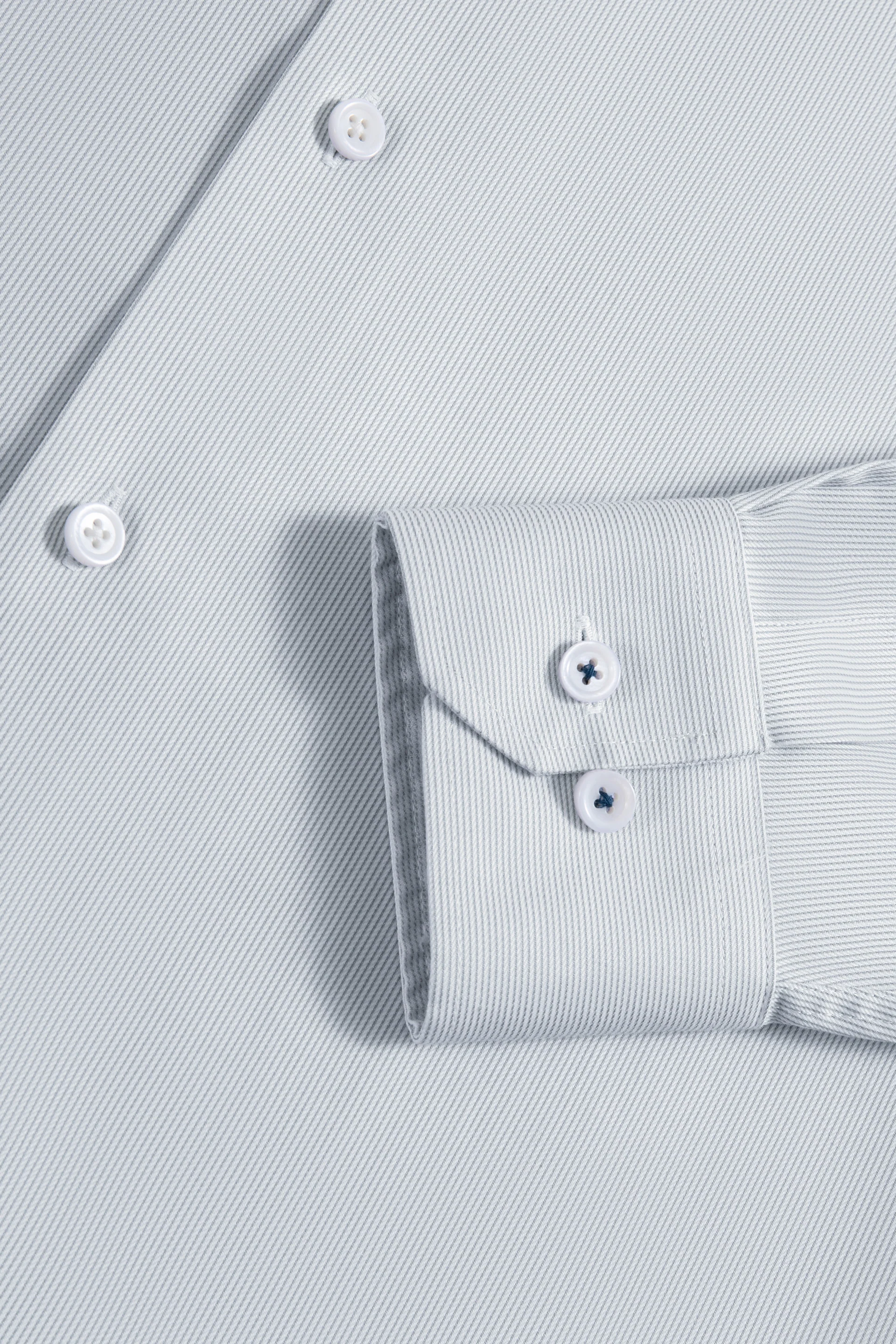 VISDRY™ Twill Dress Shirt | Light Grey Stripes 27229N - Image 7