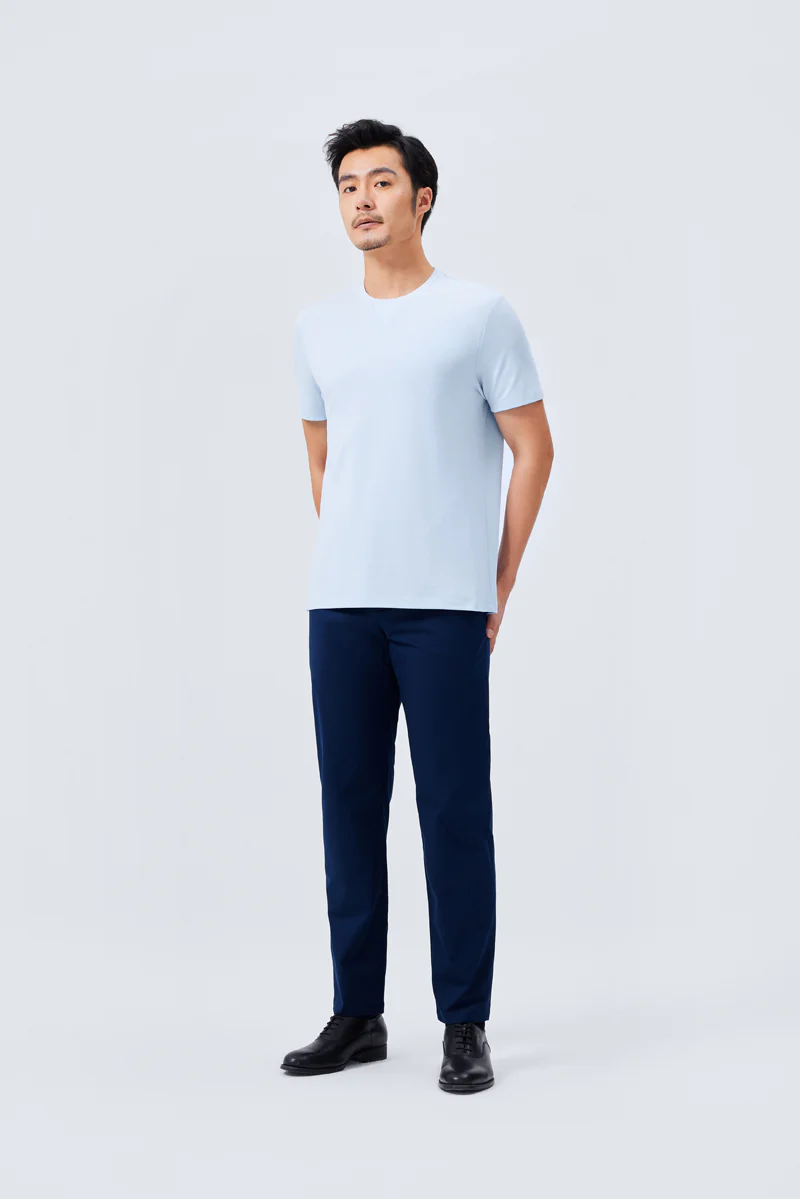 VISDRY™ Crew Neck T-Shirt | Light Blue BLE237 - Image 3