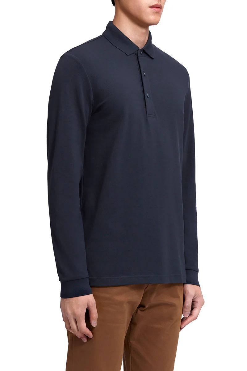 VISDRY™ Pique Long Sleeve Polo | Charcoal GYE164 - Image 3