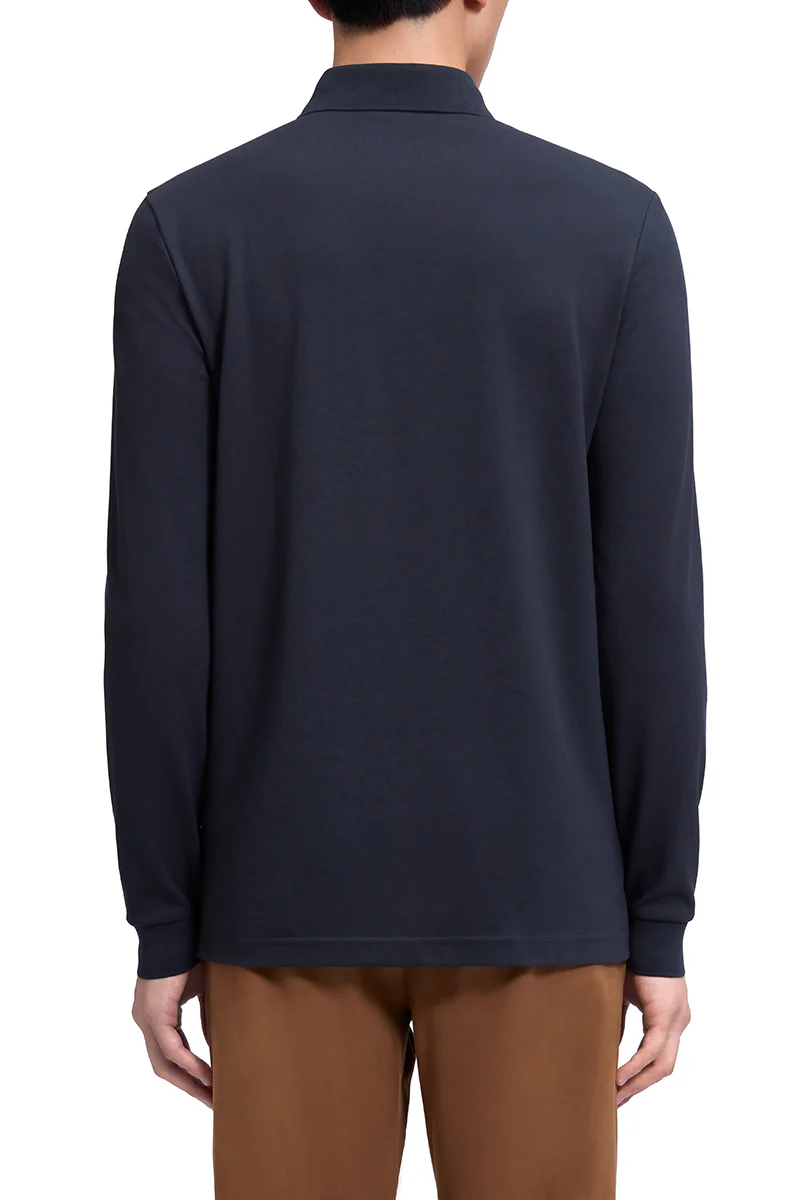 VISDRY™ Pique Long Sleeve Polo | Charcoal GYE164 - Image 4