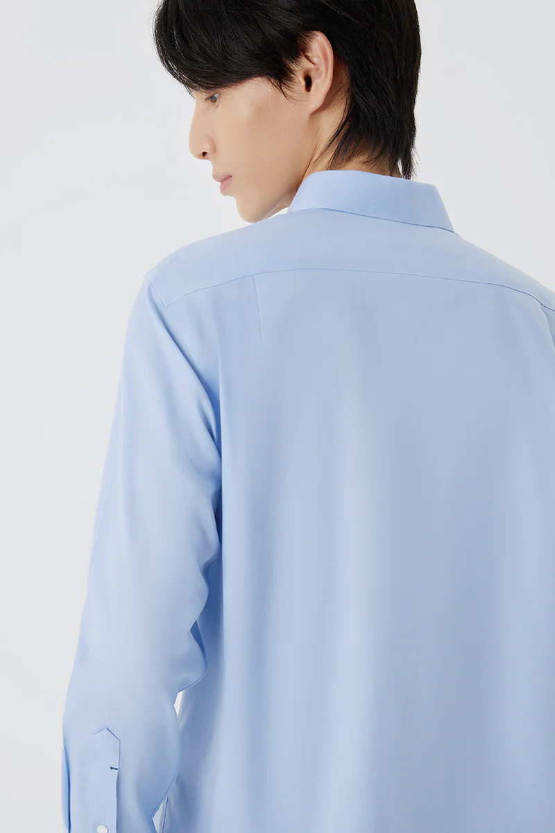 VISDRY™ Twill Button-Down Smart Shirt | Light Blue 9773NZ - Image 3