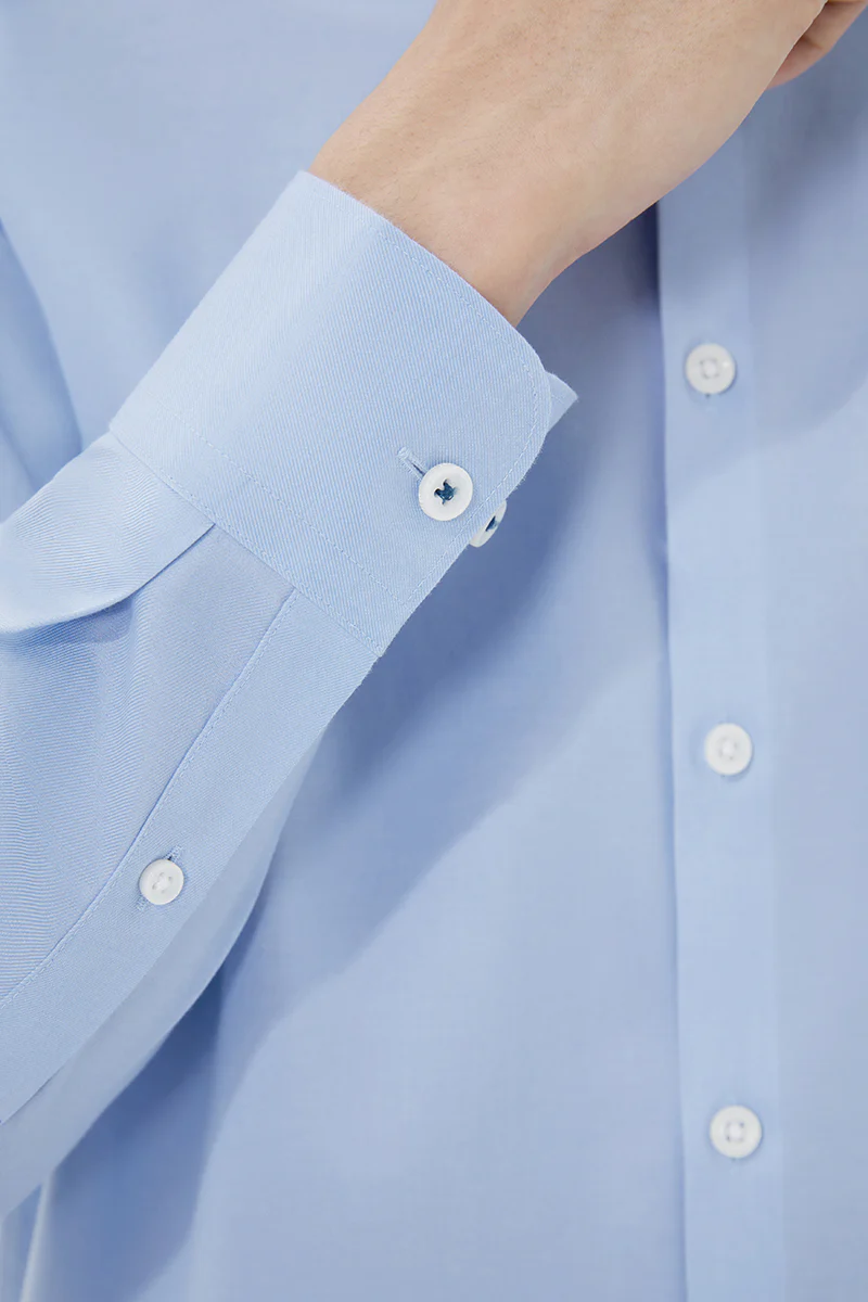 VISDRY™ Twill Button-Down Smart Shirt | Light Blue 9773NZ - Image 4