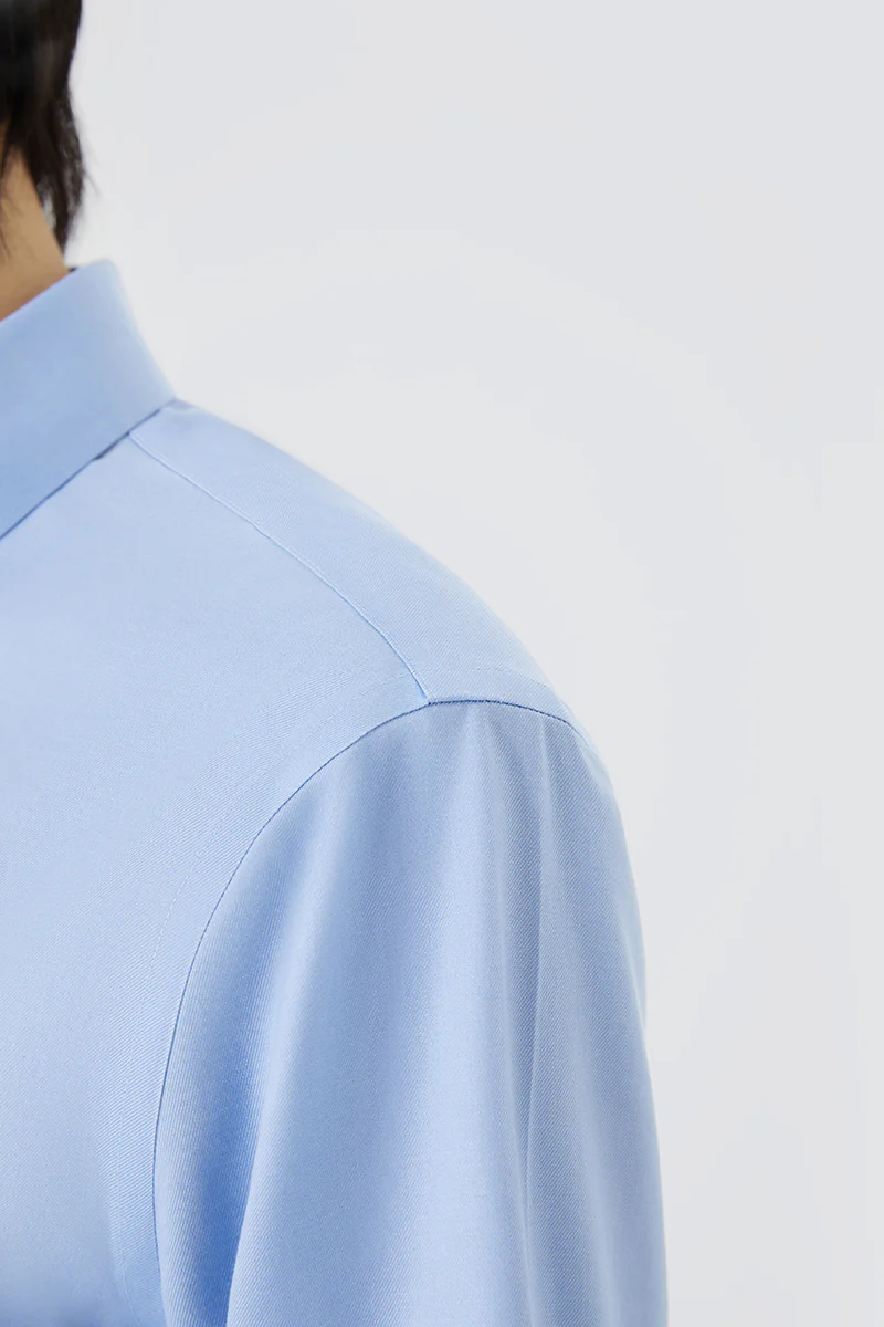 VISDRY™ Twill Button-Down Smart Shirt | Light Blue 9773NZ - Image 5