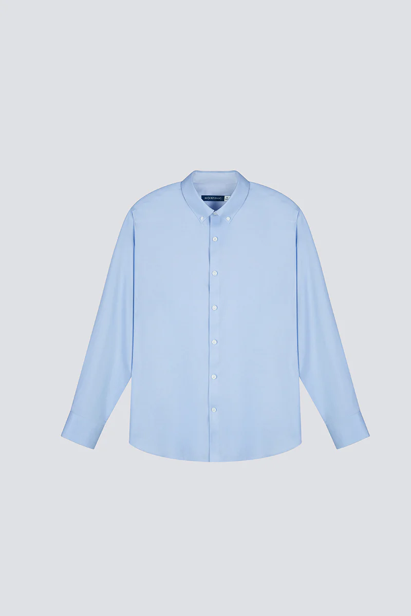 VISDRY™ Twill Button-Down Smart Shirt | Light Blue 9773NZ - Image 9