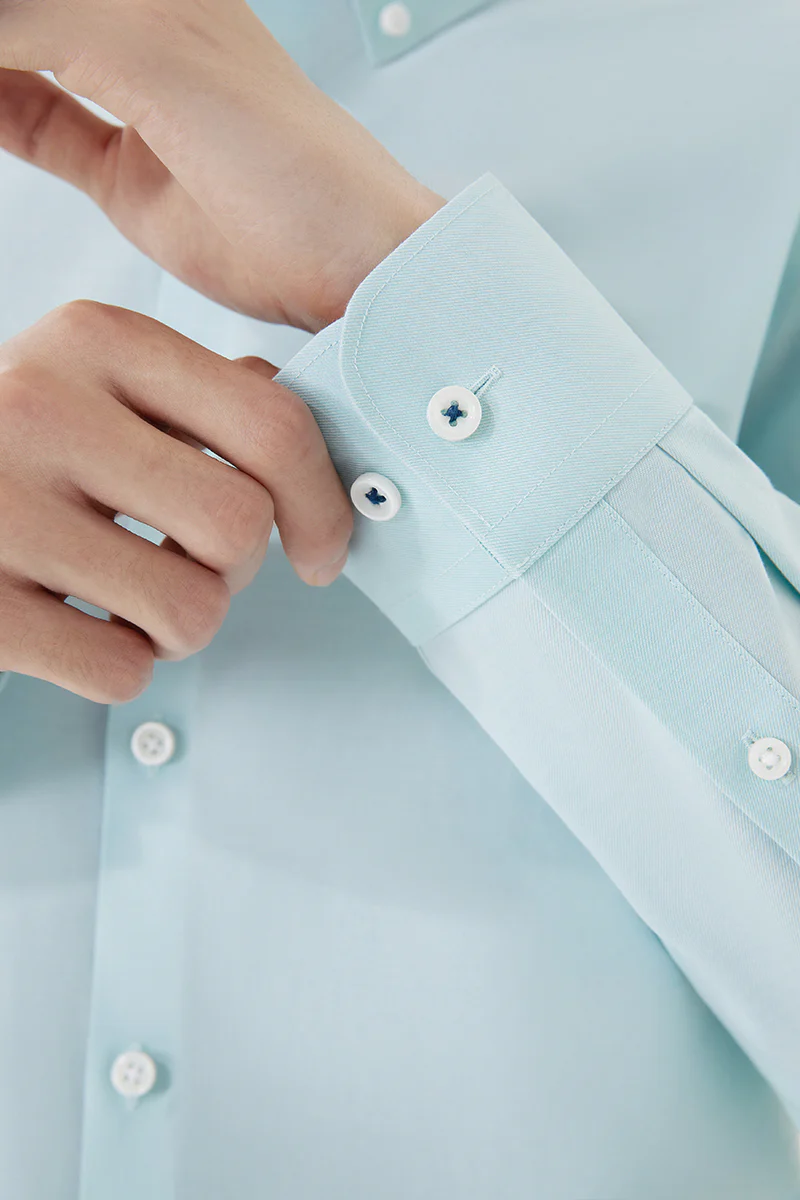 VISDRY™ Twill Button-Down Smart Shirt | Mint 7560NZ - Image 5