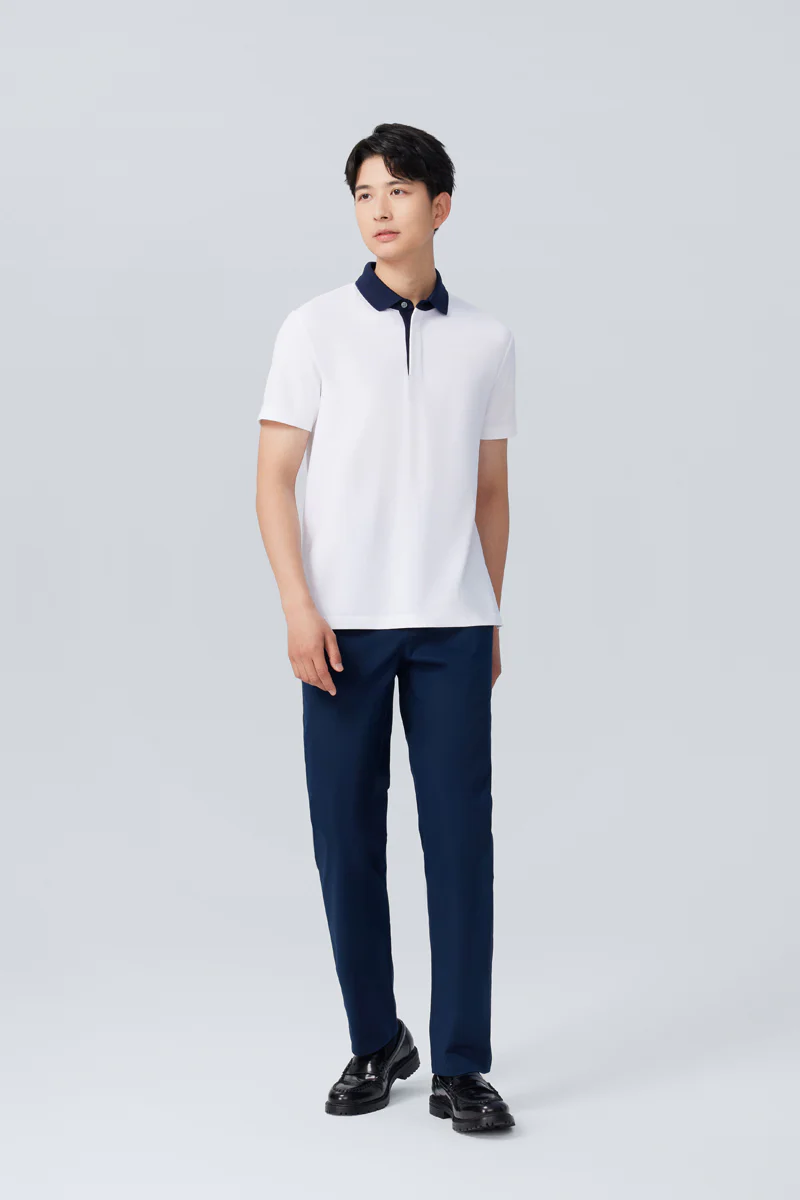 VISDRY™ Pique Contrast Collar Polo | White WH001Z - Image 3
