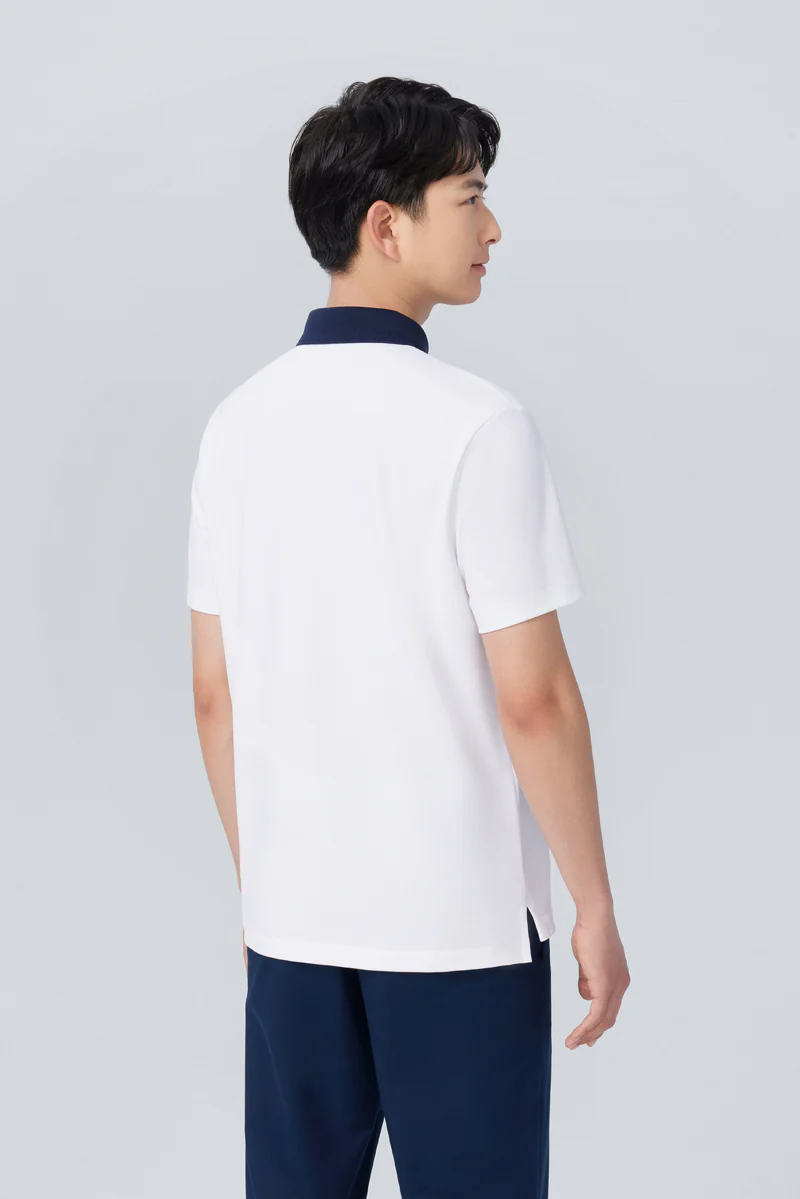 VISDRY™ Pique Contrast Collar Polo | White WH001Z - Image 4