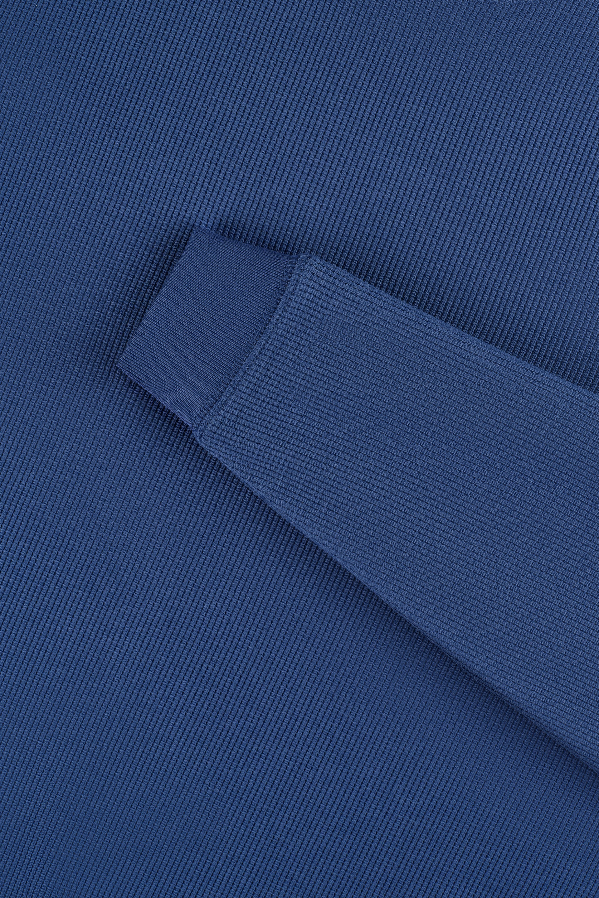 Waffle Crew Neck Long Sleeve T-Shirt | Ensign Blue PT4026 - Image 3