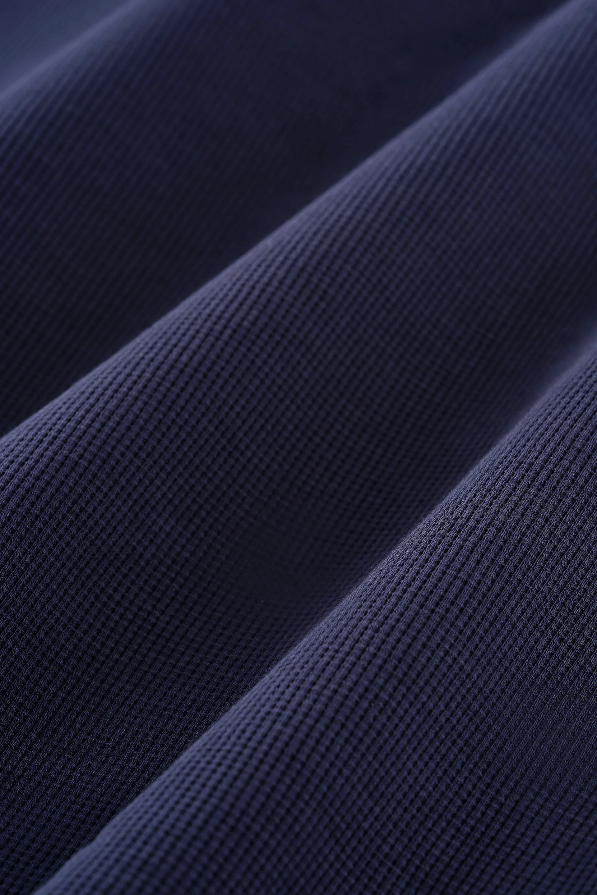 Waffle Henley Long Sleeve T-Shirt | Navy NNY096 - Image 5