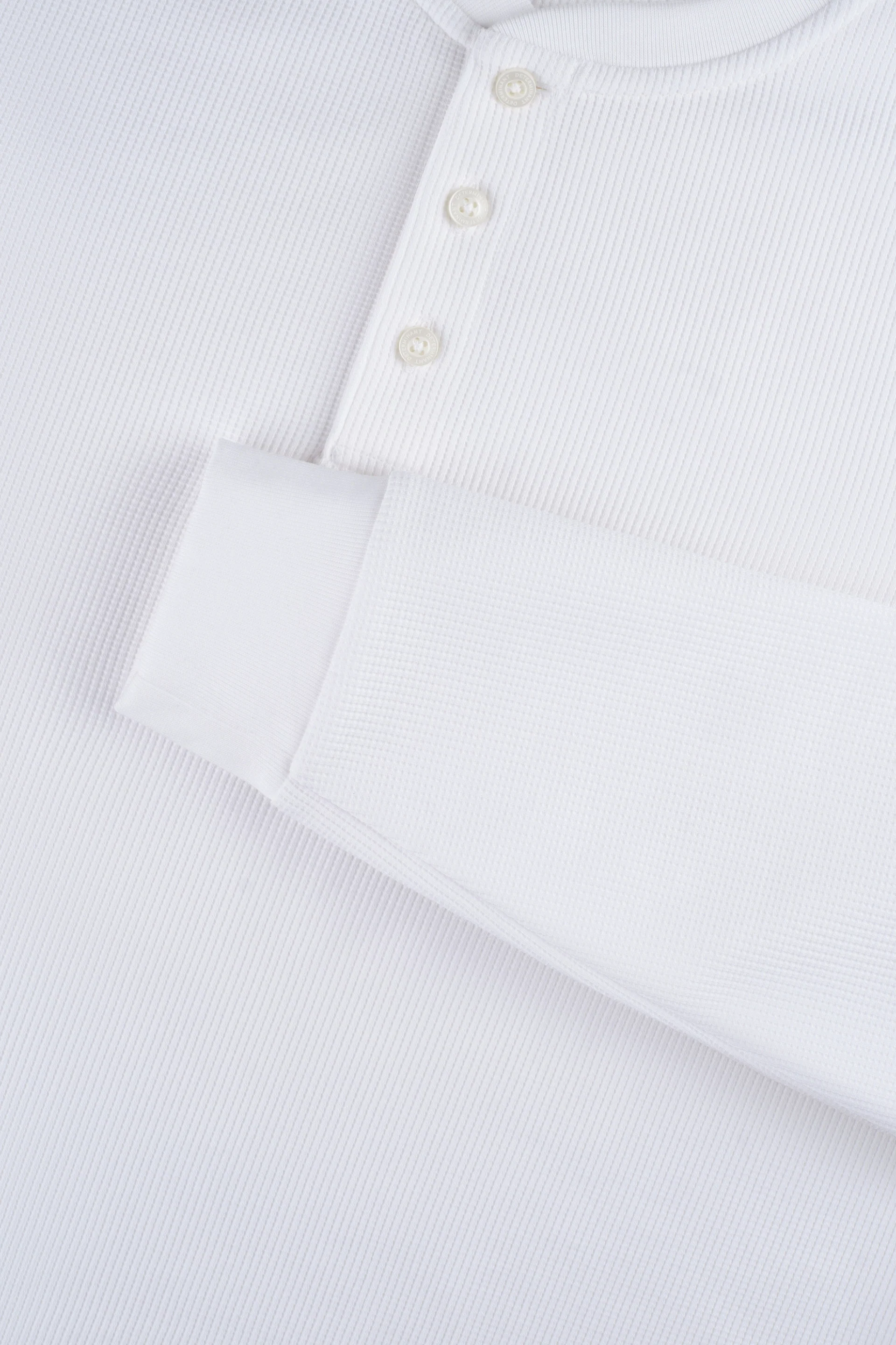 Waffle Henley Long Sleeve T-Shirt | White WH001Z - Image 4